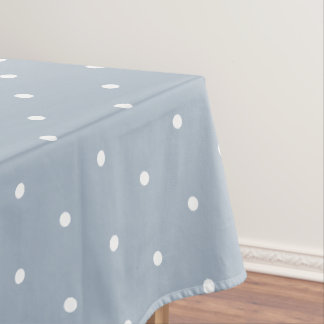 Toalha De Mesa Doce Azul Branca Bolinhas Vintage