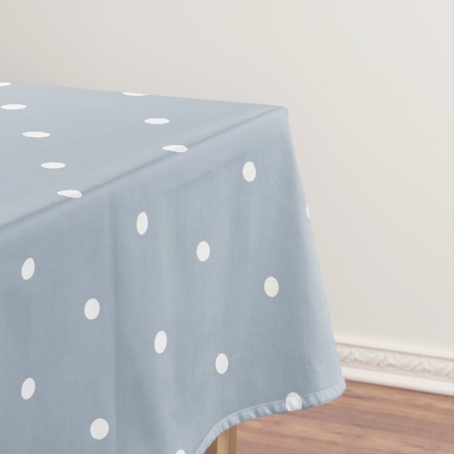 Toalha De Mesa Doce Azul Branca Bolinhas Vintage  (Posição Original)