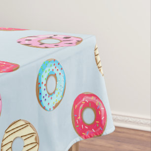 Toalha De Mesa Doce padrão de Doughnut Glacê Azul Claro