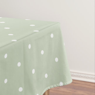 Toalha De Mesa Doce Verde Salvia Branca Bolinhas Vintage