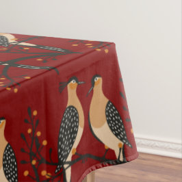 Toalha De Mesa Dois Pombos Cortados em Estêncil Estilo Retrô 7