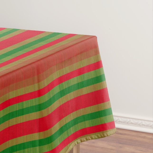 Toalha De Mesa Douradas faixas verdes vermelhas (Posição Original)