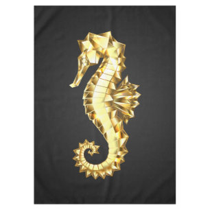 Toalha De Mesa Dourado Cavalo de Mar Poligonal