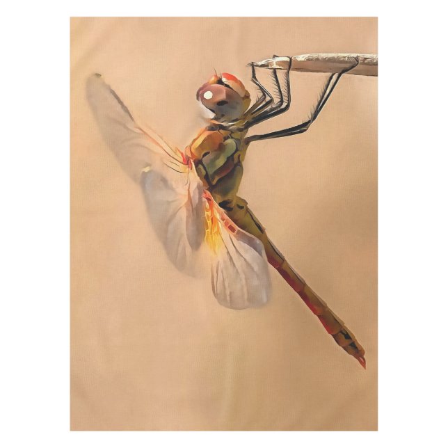 Toalha De Mesa Dragonfly Pintada Isolada Contra Ecru (Frente)