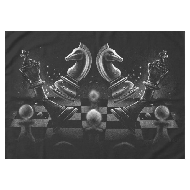 Toalha De Mesa Dramático Xadrez Monochrom (Frente (Horizontal))