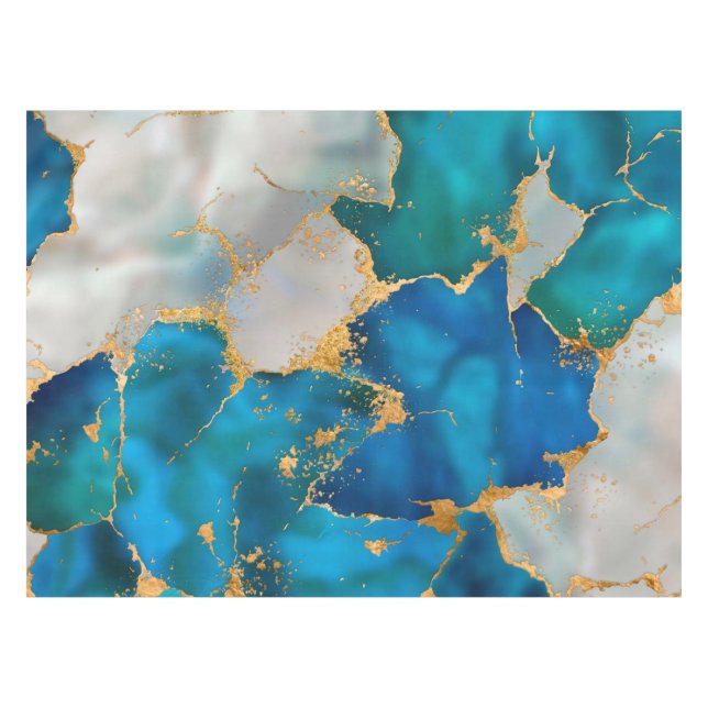 Toalha De Mesa Dreamy Blue, Teal, pearl and Gold (Frente (Horizontal))