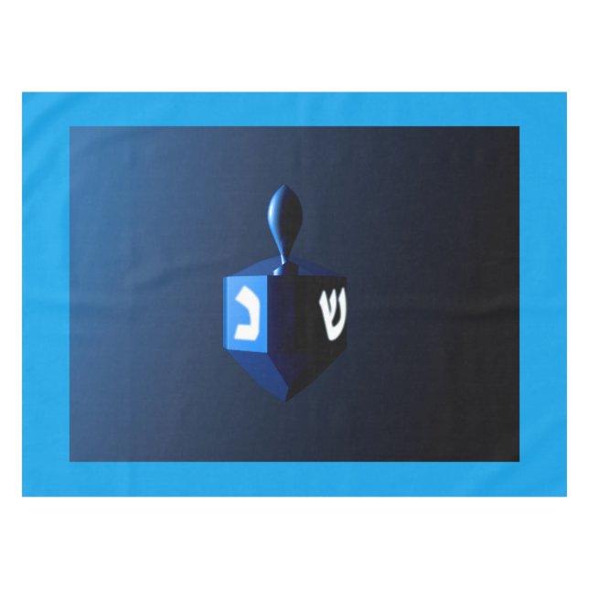 Toalha De Mesa Dreidel Azul Metálico (Frente (Horizontal))