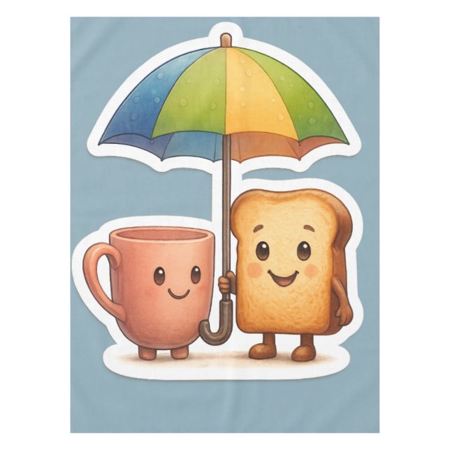 Toalha De Mesa Duo de Manhã Aconchegante ☕🍞 (Frente)