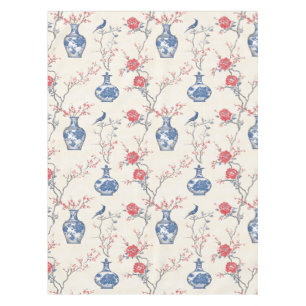 Toalha De Mesa Elegância Oriental: Porcelana Azul e Blossomas