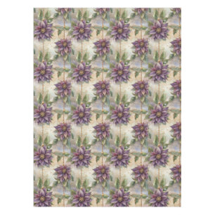 Toalha De Mesa Elegância Roxa Luxe Poinsettia e Holly Christmas