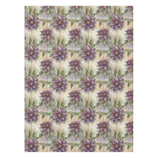 Toalha De Mesa Elegância Roxa Luxe Poinsettia e Holly Christmas