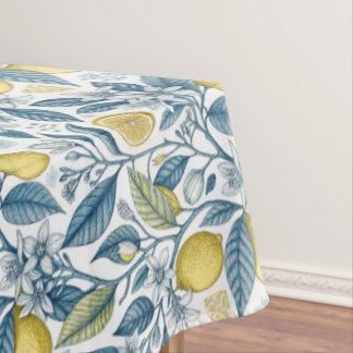 Toalha De Mesa Elegant Mediterranean Lemon Botanical Navy