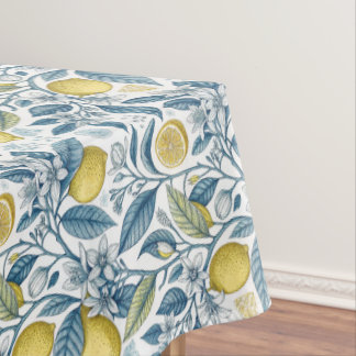 Toalha De Mesa Elegant Mediterranean Lemon Botanical Navy