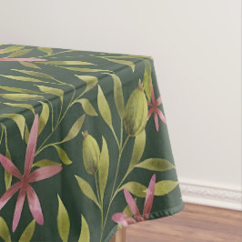 Toalha De Mesa Elegant Pink Flower Pattern on Dark Background