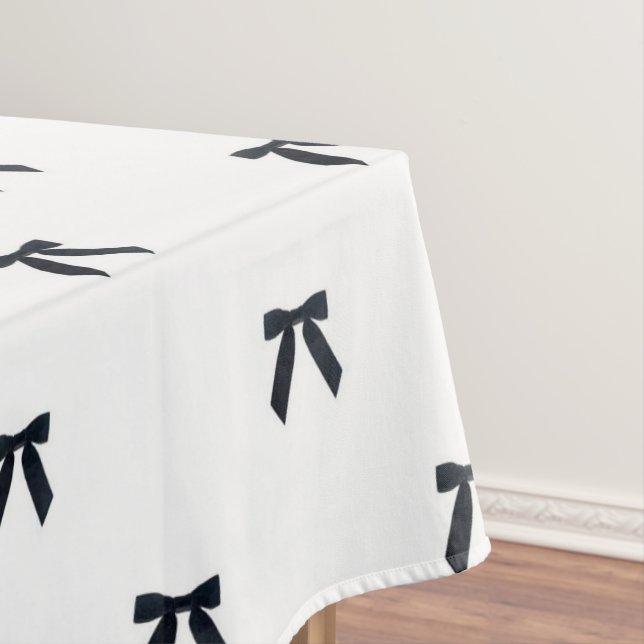 Toalha De Mesa Elegant Preppy Black & White Bow Pattern Chic (Posição Original)