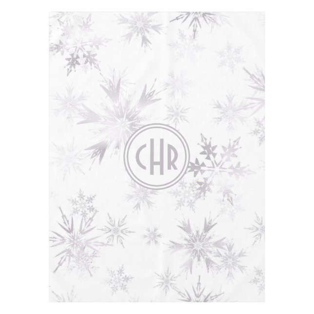 Toalha De Mesa Elegant White Winter Snowflakes (Frente)