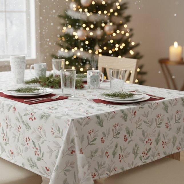 Toalha De Mesa Elegant Winter Foliage Holiday Tablecloth (Holiday table cloth)