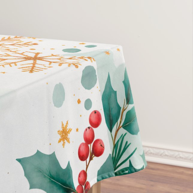 Toalha De Mesa Elegante Aquarela Feliz Tablecloth de Natal (Posição Original)