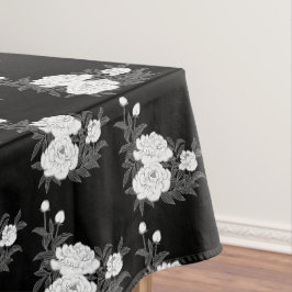 Toalha De Mesa Elegante Casamento Floral Preto e Branco / Ocasiao