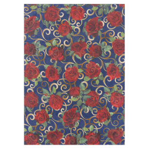 Toalha De Mesa Elegante Clássico Damask Vintage Rosa vermelha Mar