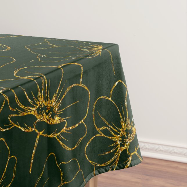 Toalha De Mesa Elegante Emerald Green com Dourada Mesa Floral Clo (Posição Original)