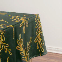 Toalha De Mesa Elegante Emerald Green com Dourada Sprig Floral