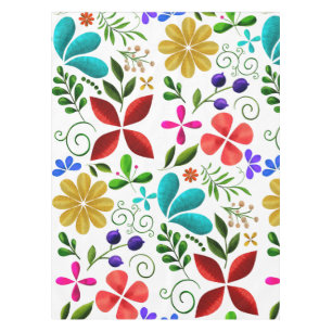 Toalha De Mesa Elegante Floral Latino-Americana Branco
