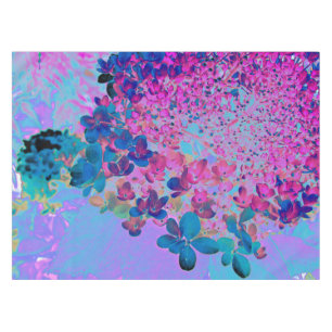 Toalha De Mesa Elegante Hortênsia Limelight Azul Escuro e Magenta
