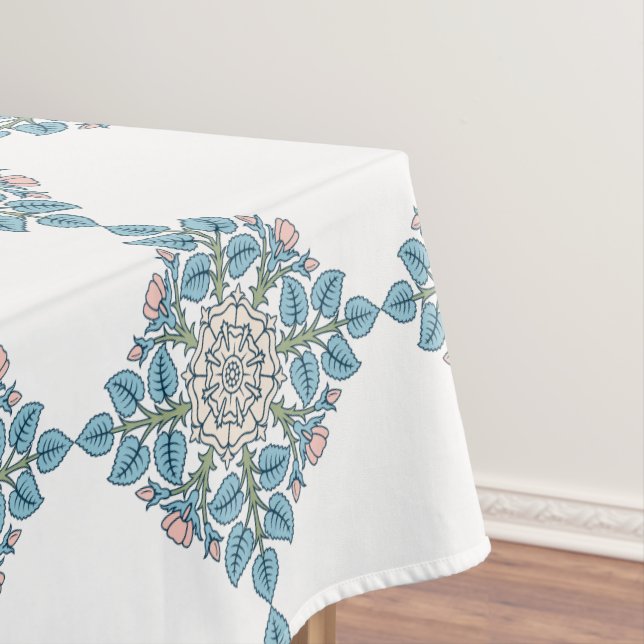 Toalha De Mesa Elegante Medalhão Floral Simétrico (Posição Original)