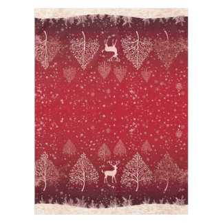 Toalha De Mesa Elegante Natureza Florestal de Inverno Vermelho