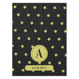 Toalha De Mesa Elegante Padrão de Estrela Monograma Dourado e Pre