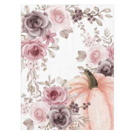 Toalha De Mesa Elegante Queda Floral Pumpkin Neutros Aquarela