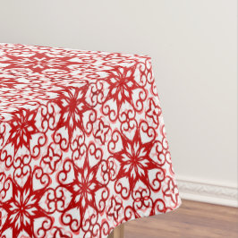 Toalha De Mesa Elegante Red Winter Damask Star Pattern Xmas