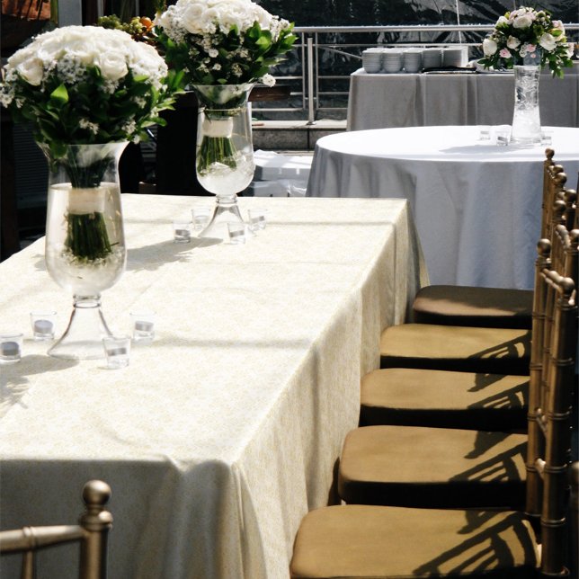 Toalha De Mesa Elegante Renda Branca Formal Tom Dourado Profundo (Criador carregado)