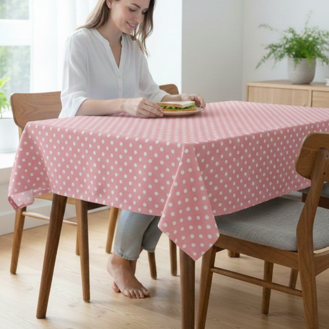 Toalha de Mesa Elegante Rosa e Branco com Padrão (Pink and White Elegant Pattern Dining Tablecloth)