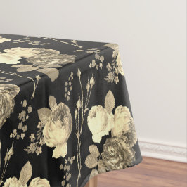Toalha De Mesa Elegante Rosas de bege chic em preto