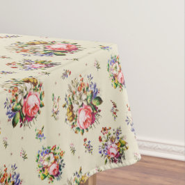 Toalha De Mesa Elegante Rosas Vintage Padrão Floral em Beige