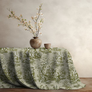 Toalha De Mesa Elegante Toile De Jouy Verde Oliva Vintage