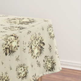 Toalha De Mesa Elegante Vintage Cream Beige Rosas Floral Padrão
