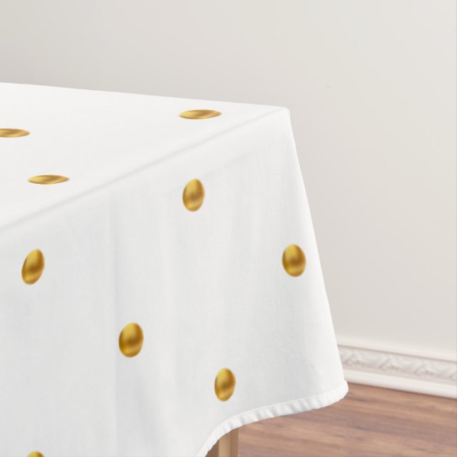 Toalha De Mesa Elegantes bolinhas douradas em branco (Posição Original)