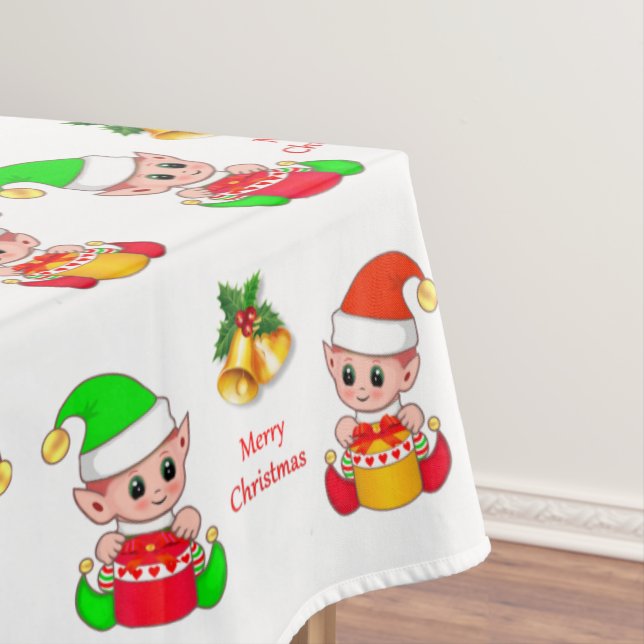 Toalha De Mesa Elf de Natal em Branco (Posição Original)