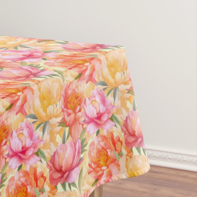 Toalha de Mesa em Algodão Flor de Peônia (Posição Original)