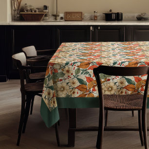 Toalha De Mesa Encantadora queda terracotta flores brancas poeire