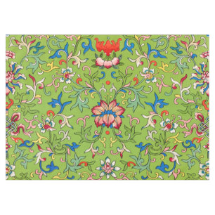 Toalha De Mesa Enfeite Chinês Vintage Owen Jones Floral Verde