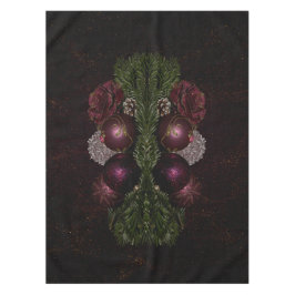 Toalha De Mesa Enfeite de Natal Rosa Folhas Verdes Preto