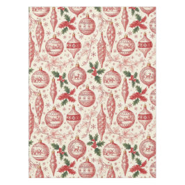 Toalha De Mesa Enfeites de Natal em Toile Vermelho Chinoiserie