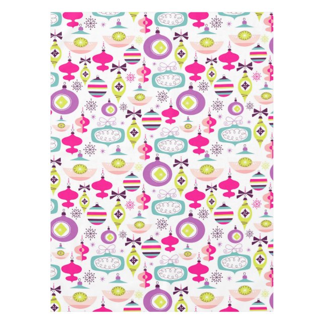 Toalha De Mesa Enfeites de natal retros brilhantes (Frente)