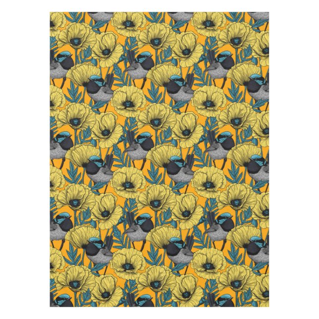 Toalha De Mesa Erva de fada e papoila em amarelo (Frente)