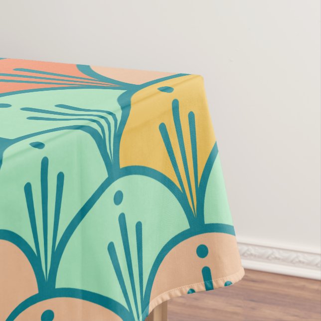 Toalha De Mesa Escala de Peixes Geométricos Modernos Coloridos (Posição Original)