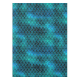 Toalha De Mesa Escamas de Dragão Azul Turquesa Brilhante & Brilho